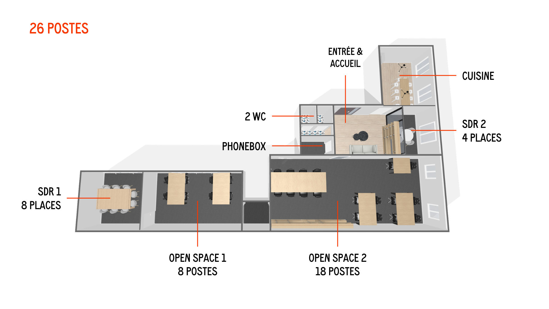 Bureau opéré · 20 à 26 postes · rue Martel, Paris 10e — photo 5/5